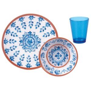 Closeout! Certified International Porto 12 Pc Set - Blue, White, Terra Cotta Col